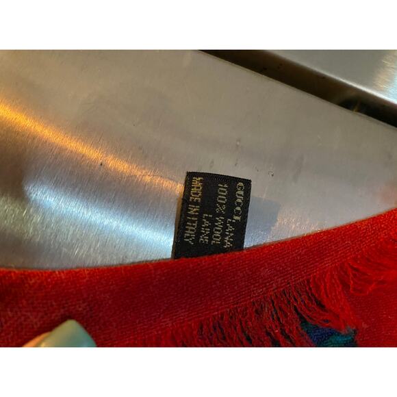 Gucci 100% Wool Shawl Ornate Equestrian Red - Picture 3 of 7